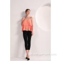 Damen Pfirsich Farbe Founce Top